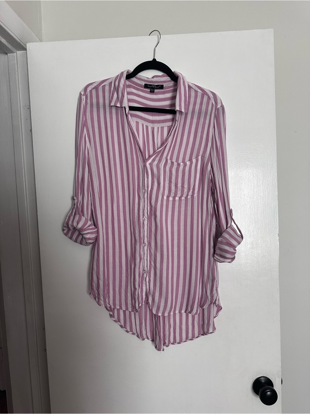 Velvet Heart Pink and White Striped Button-Down Shirt